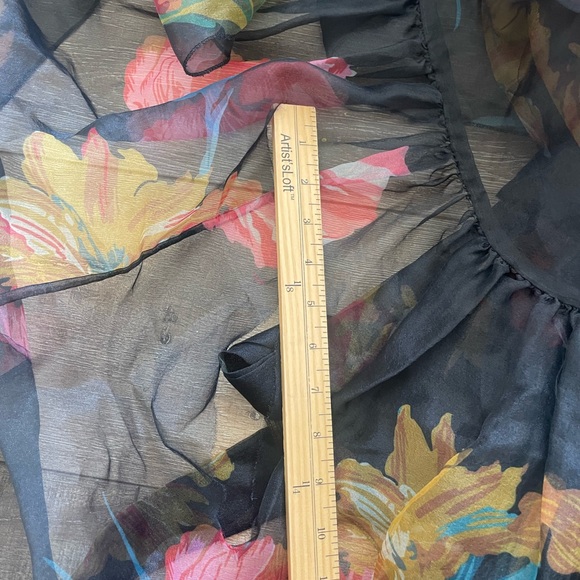 STAUD CALLUNA DRESS first bloom night black floral maxi sheer gown size S - Picture 10 of 10